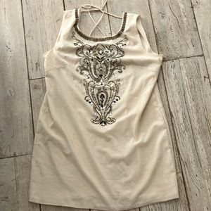 Size L alya brand cream beaded low back shift dress